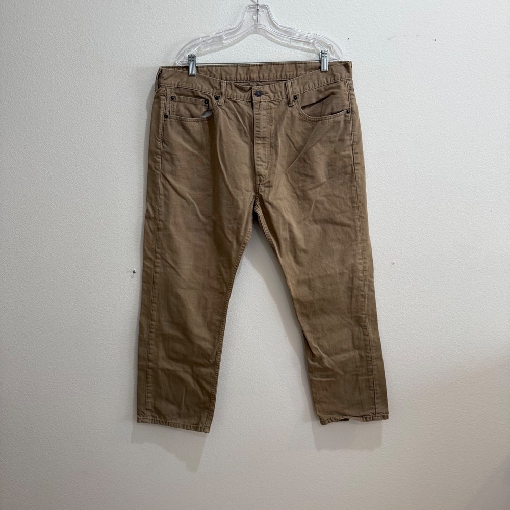 Levis 505 Regular Fit Straight Leg Tan Khaki Cotton Pants Mens 40x30 00505-0718